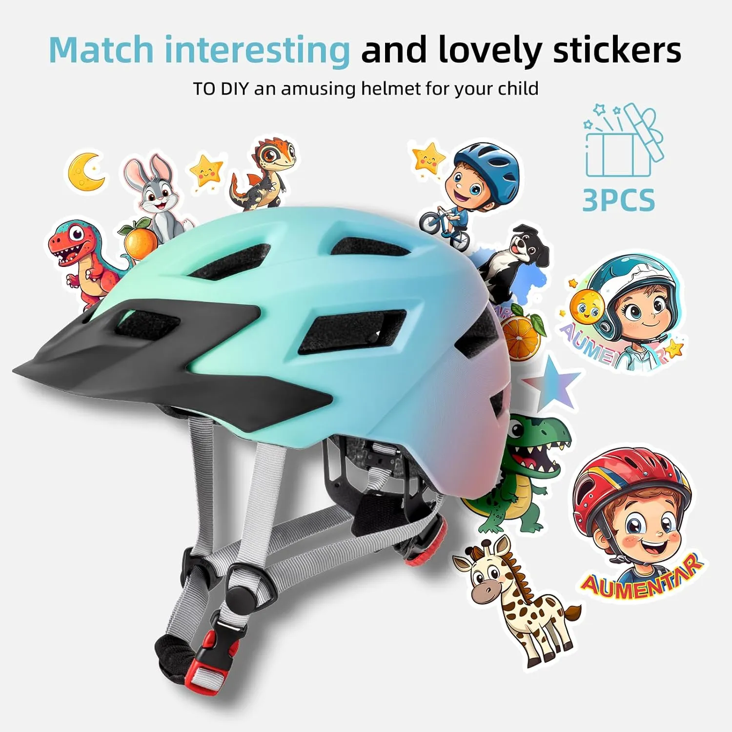 Kids Bike Helmet Boys and Girls Bicycle Helmet with Cool Visor Helmet for Kids 3-14, Children Bike Helmets Youth Bike Helmet Adjustable & Lightweight