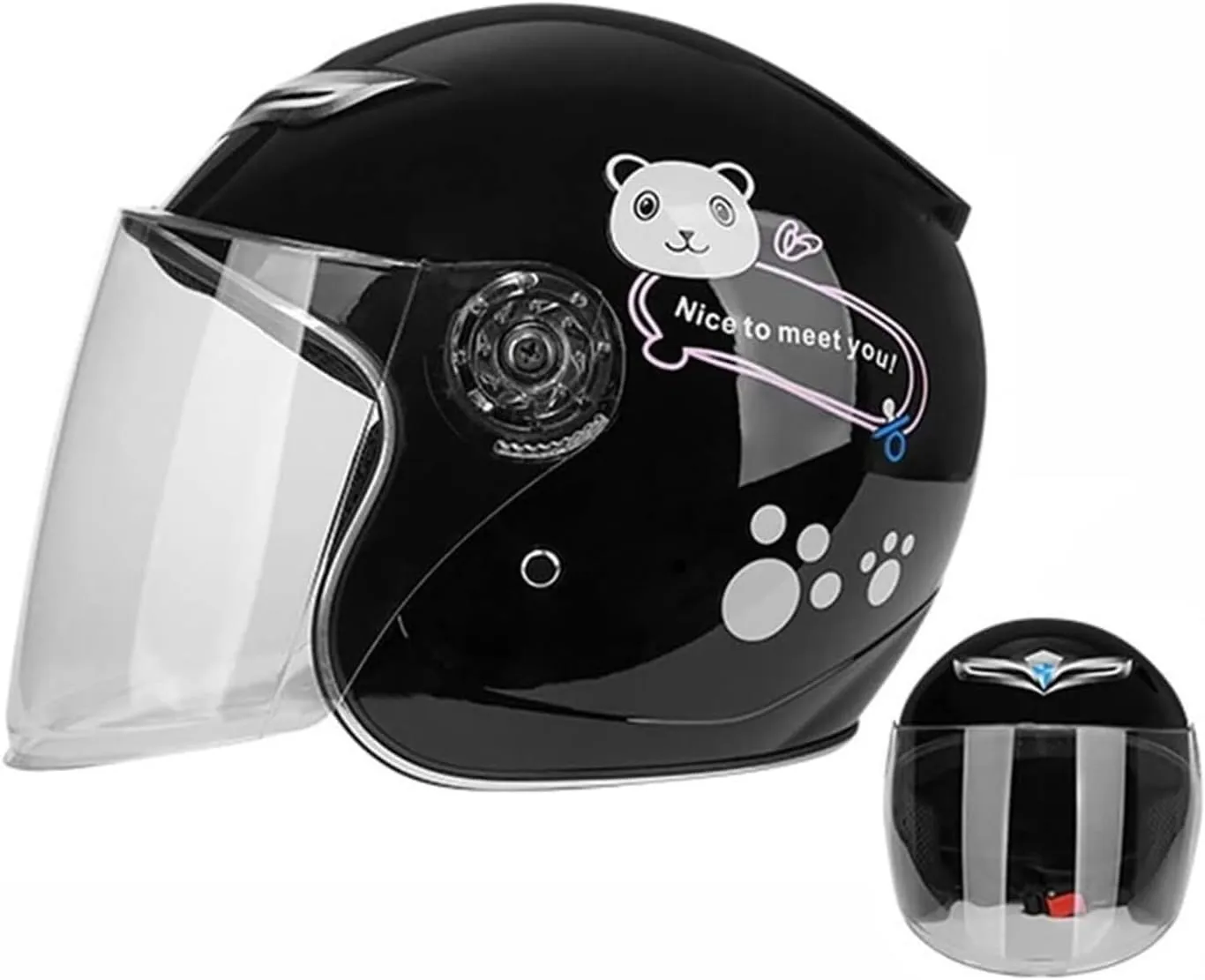 Kids Cute DOT Approved Helmet for Boys Girls Motorcycle Half Helmet with Visor,Four Wheeler ATV Helmet,Youth 3-12 Years Old Street Retro Go-Kart Dirt-Bike Scooter Moped