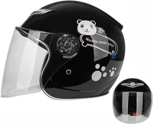 Kids Cute DOT Approved Helmet for Boys Girls Motorcycle Half Helmet with Visor,Four Wheeler ATV Helmet,Youth 3-12 Years Old Street Retro Go-Kart Dirt-Bike Scooter Moped