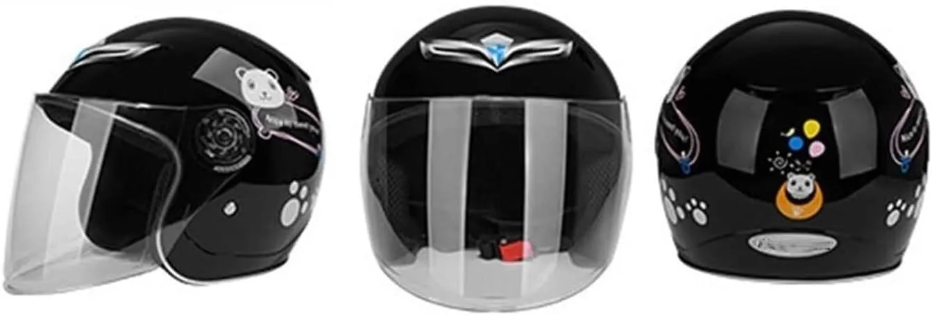 Kids Cute DOT Approved Helmet for Boys Girls Motorcycle Half Helmet with Visor,Four Wheeler ATV Helmet,Youth 3-12 Years Old Street Retro Go-Kart Dirt-Bike Scooter Moped