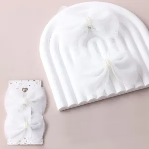 Kid's Tule Pearl Bow Clips Pair 1737W (12 units)