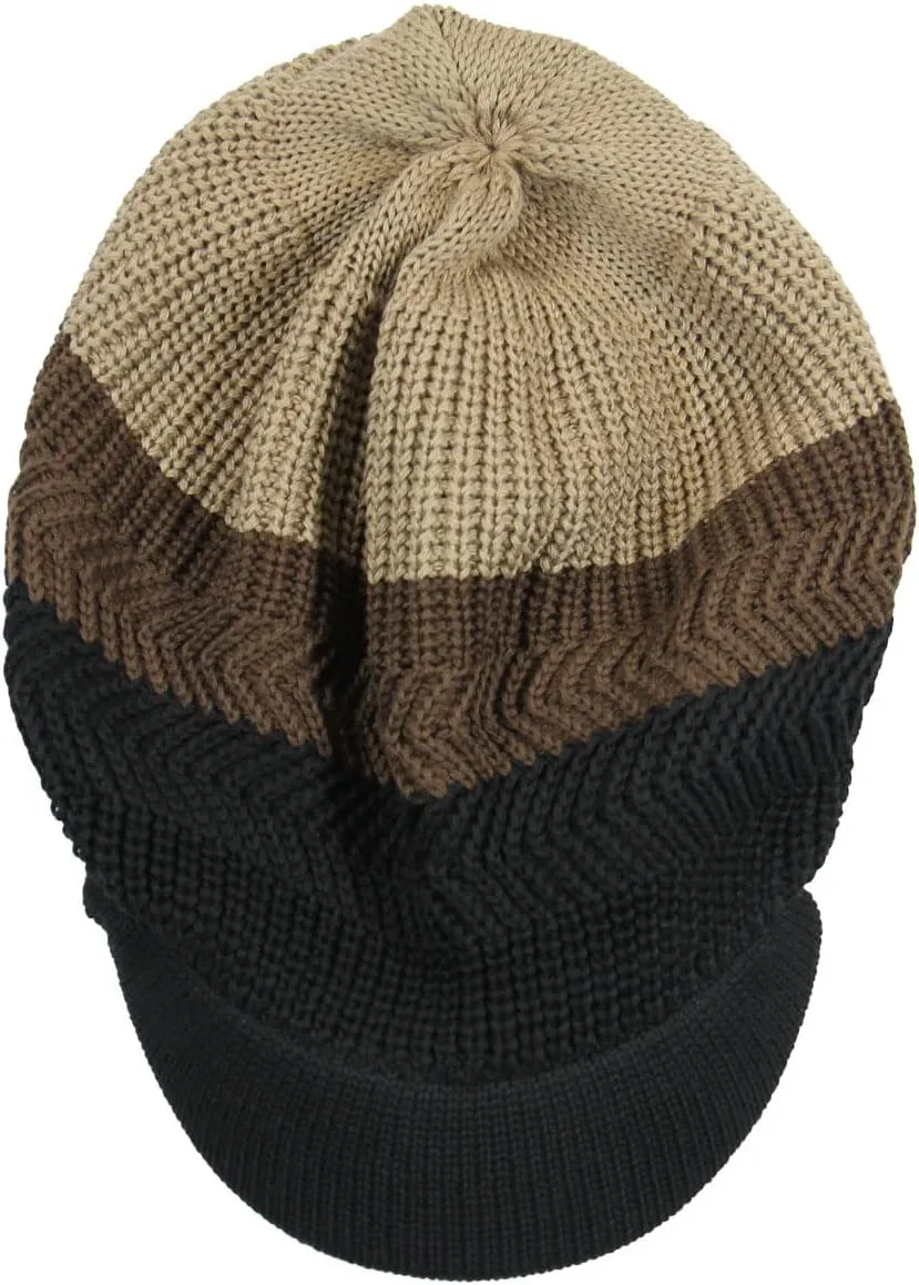Knitted Cotton Rasta Slouchy Beanie Visor