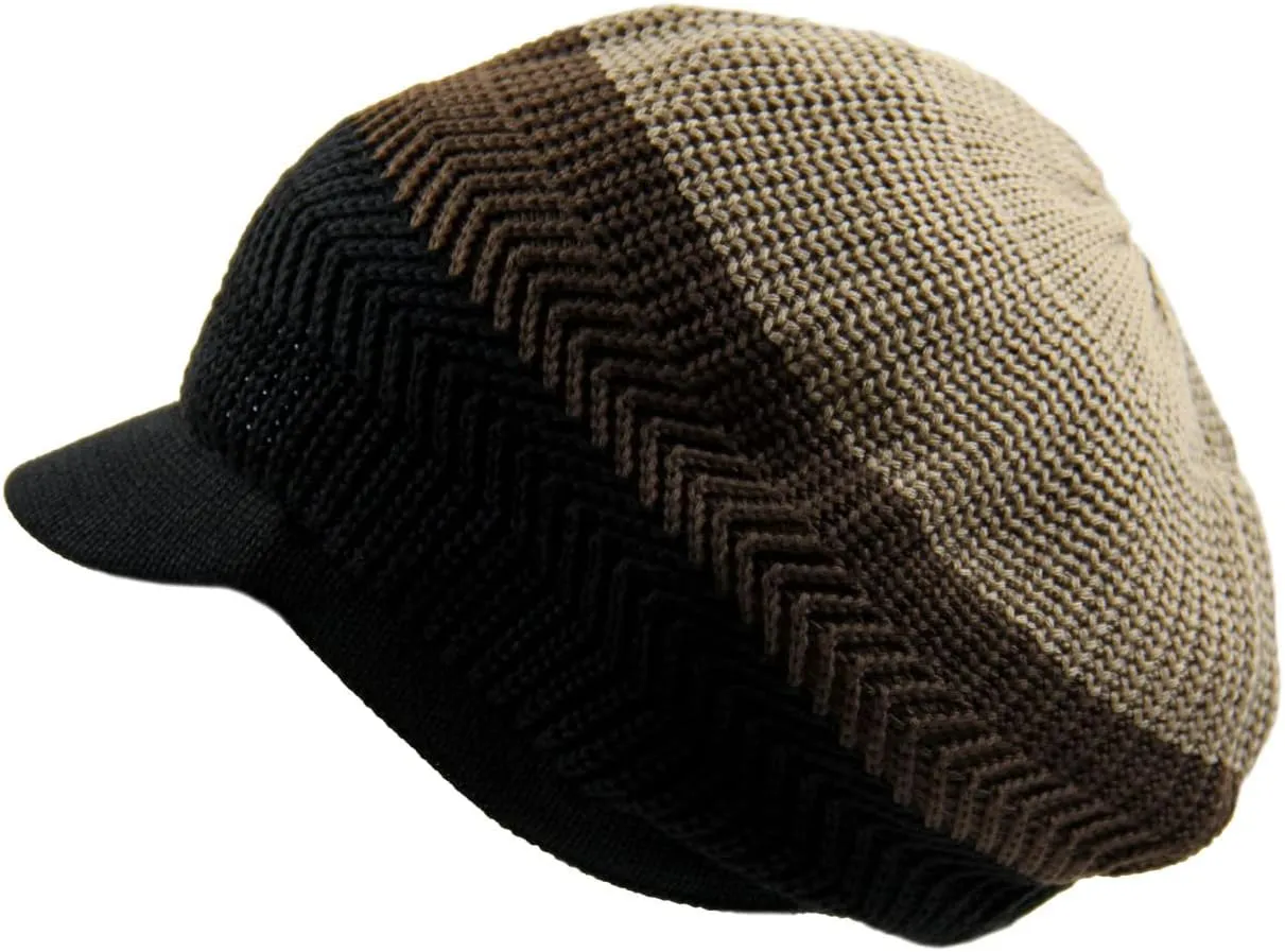 Knitted Cotton Rasta Slouchy Beanie Visor