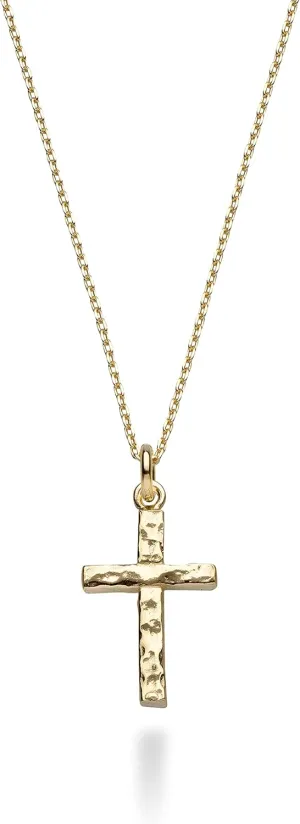 Miabella 925 Sterling Silver Italian Hammered Cross Pendant Chain Necklace 18 Inch Made in Italy