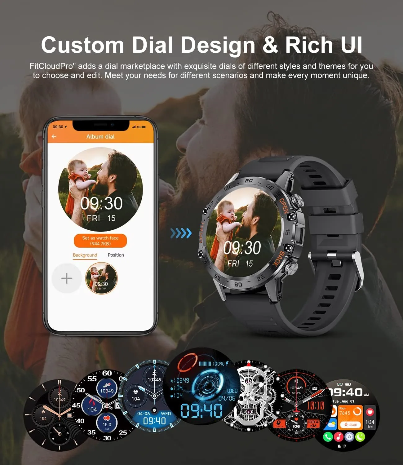 Military Smart Watch for Men Bluetooth Calls with,1.39''HD Touch Screen Tactical Smartwatch for Android and iPhone,5ATM Waterproof Fitness Watch with Blood Pressure/Heart Rate Monitor BlackSilicone