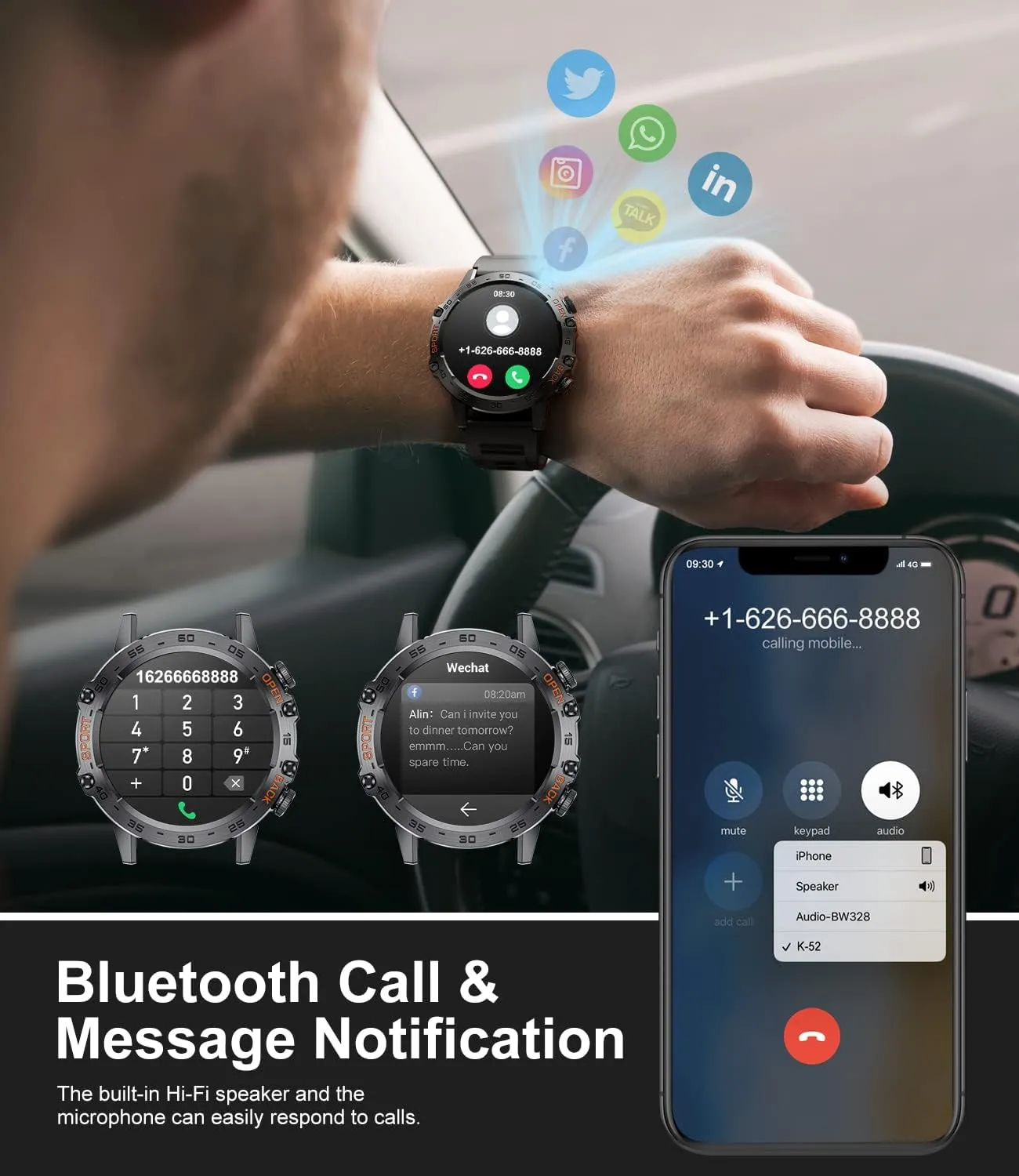 Military Smart Watch for Men Bluetooth Calls with,1.39''HD Touch Screen Tactical Smartwatch for Android and iPhone,5ATM Waterproof Fitness Watch with Blood Pressure/Heart Rate Monitor BlackSilicone