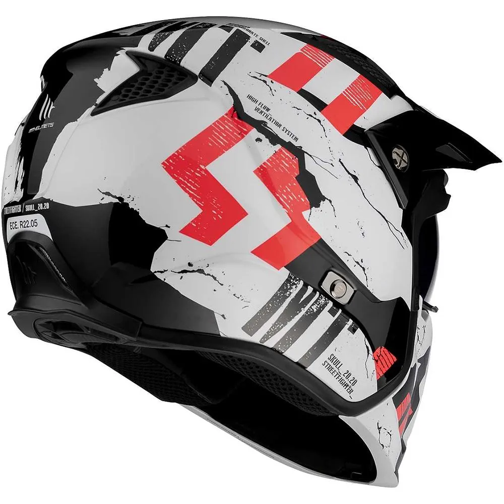 MT STREETFIGHTER FULL FACE OFF ROAD SKULL MOTORBIKE MOTORCYCLE MX CRASH HELMET - Gloss Pearl White