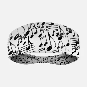 Musical Notes White Black Headband