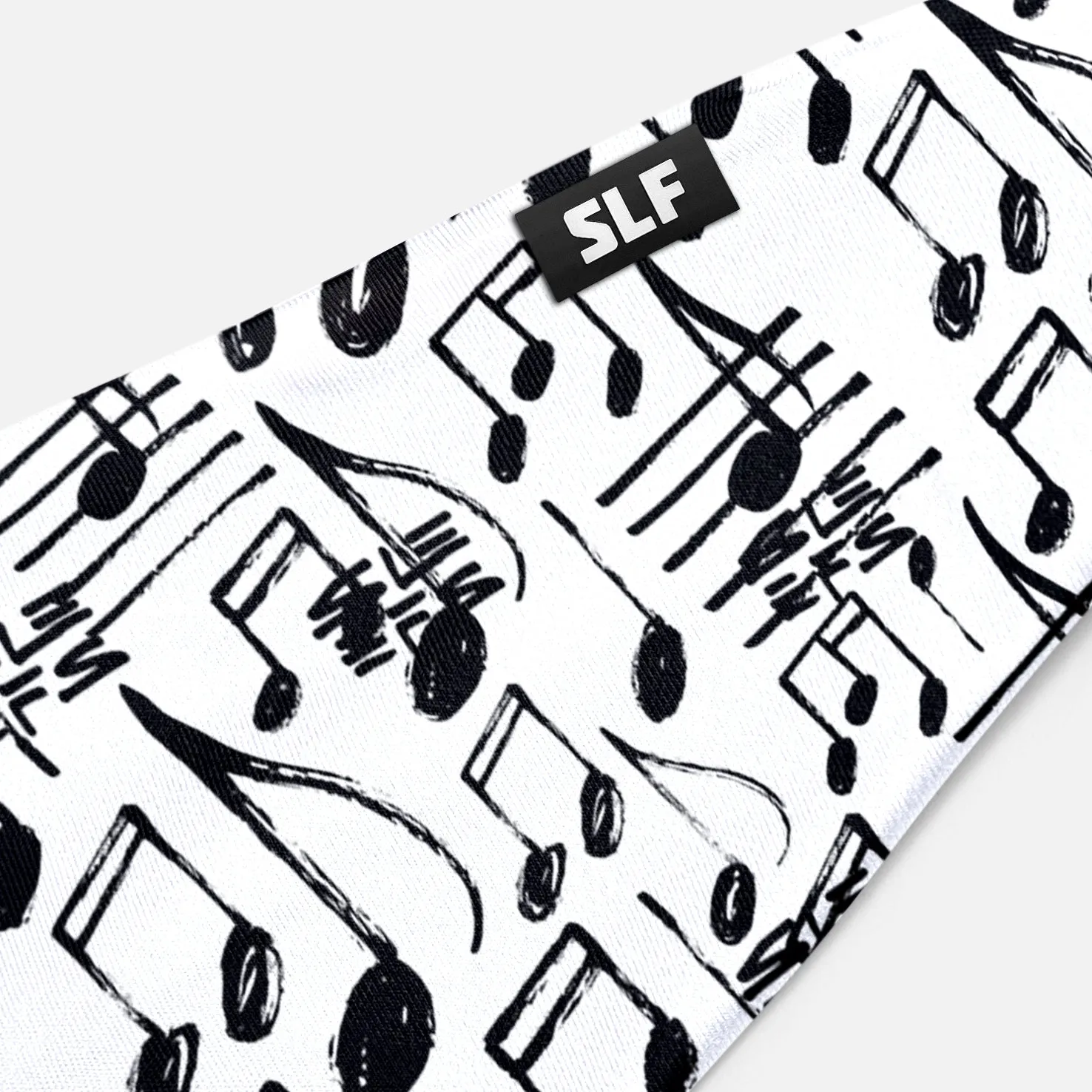 Musical Notes White Black Headband