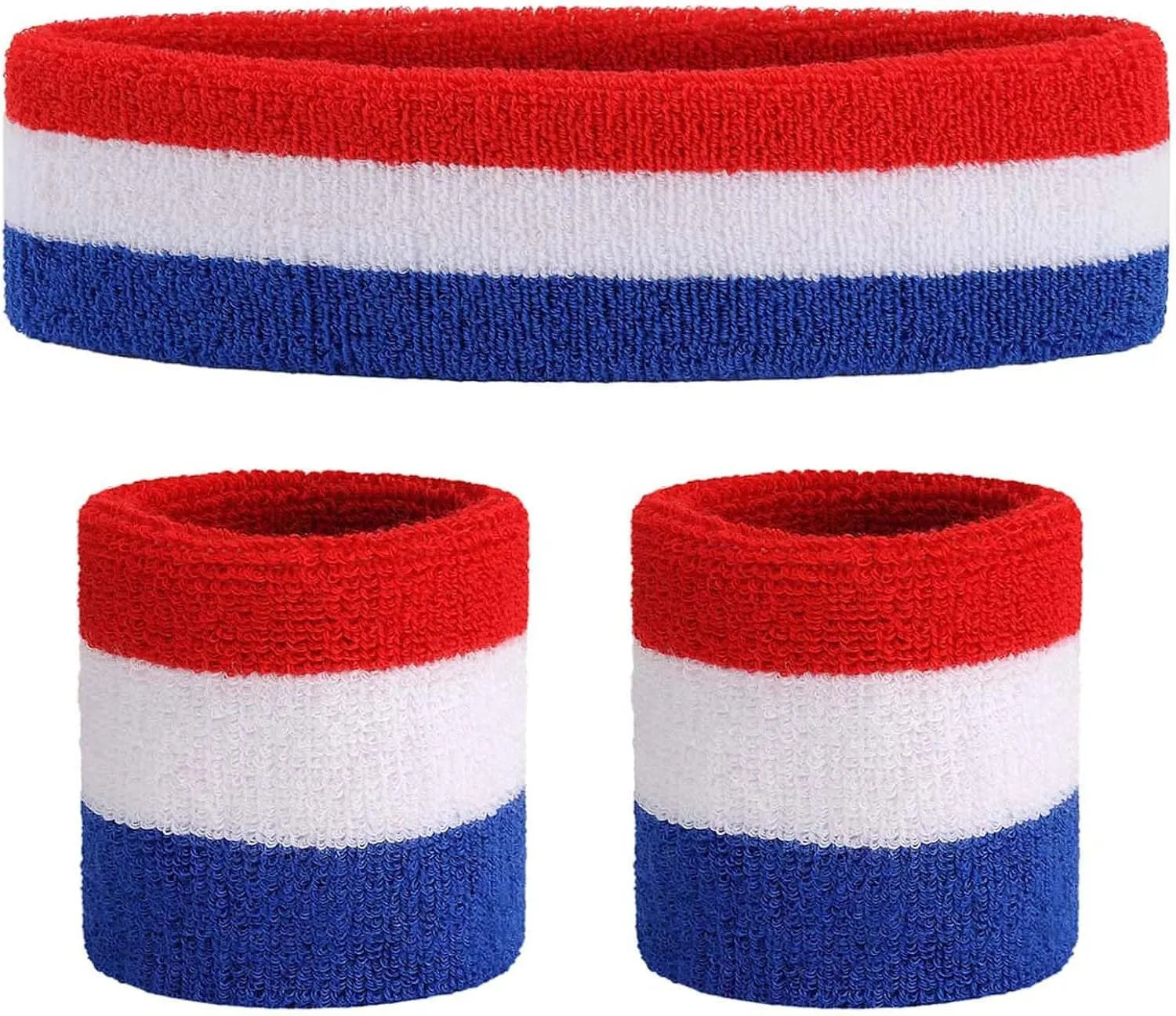 ONUPGO Sweatband Set Sports Headband Wristband Set Sweatbands Terry Cloth Wristband Wrist Sweatband Headbands Moisture Wicking Sweat Absorbing Head Band