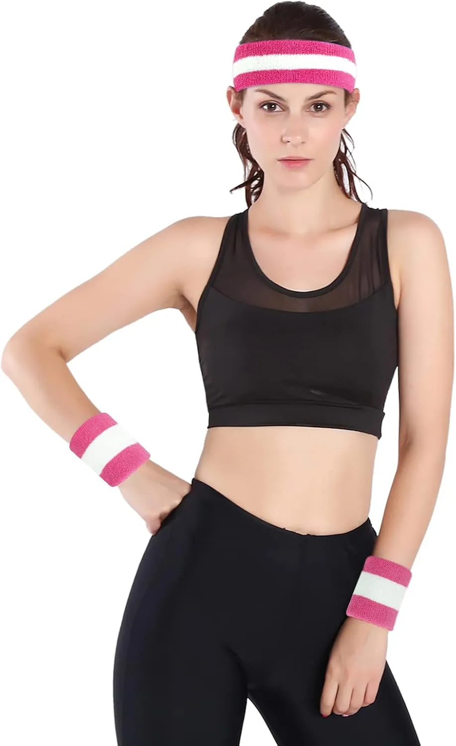 ONUPGO Sweatbands Set Headband Wristbands Neon Sports Fitness 80s Costumes Accessories 80s Workout Outfit for Men Women
