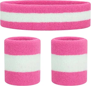 ONUPGO Sweatbands Set Headband Wristbands Neon Sports Fitness 80s Costumes Accessories 80s Workout Outfit for Men Women