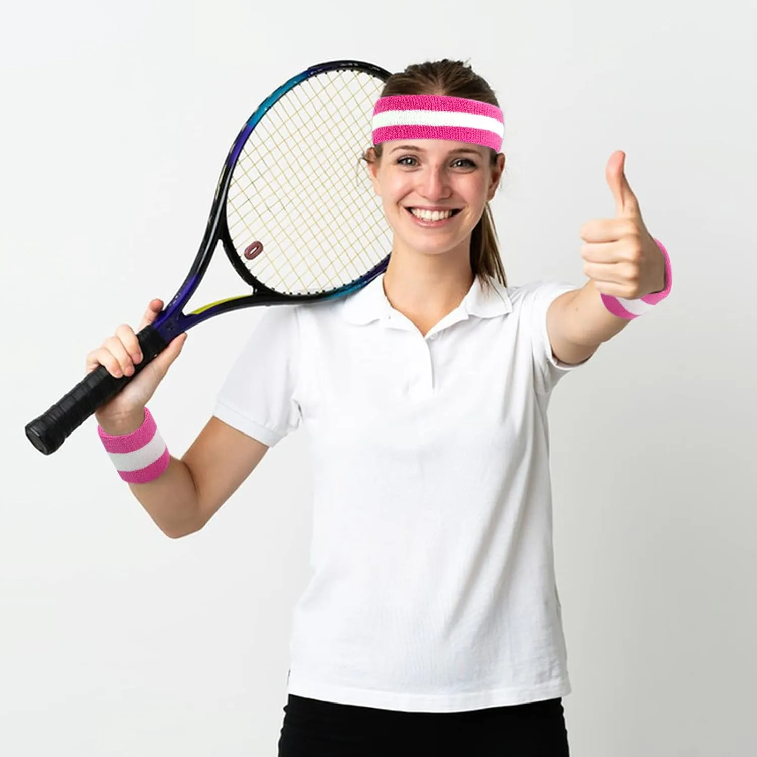 ONUPGO Sweatbands Set Headband Wristbands Neon Sports Fitness 80s Costumes Accessories 80s Workout Outfit for Men Women