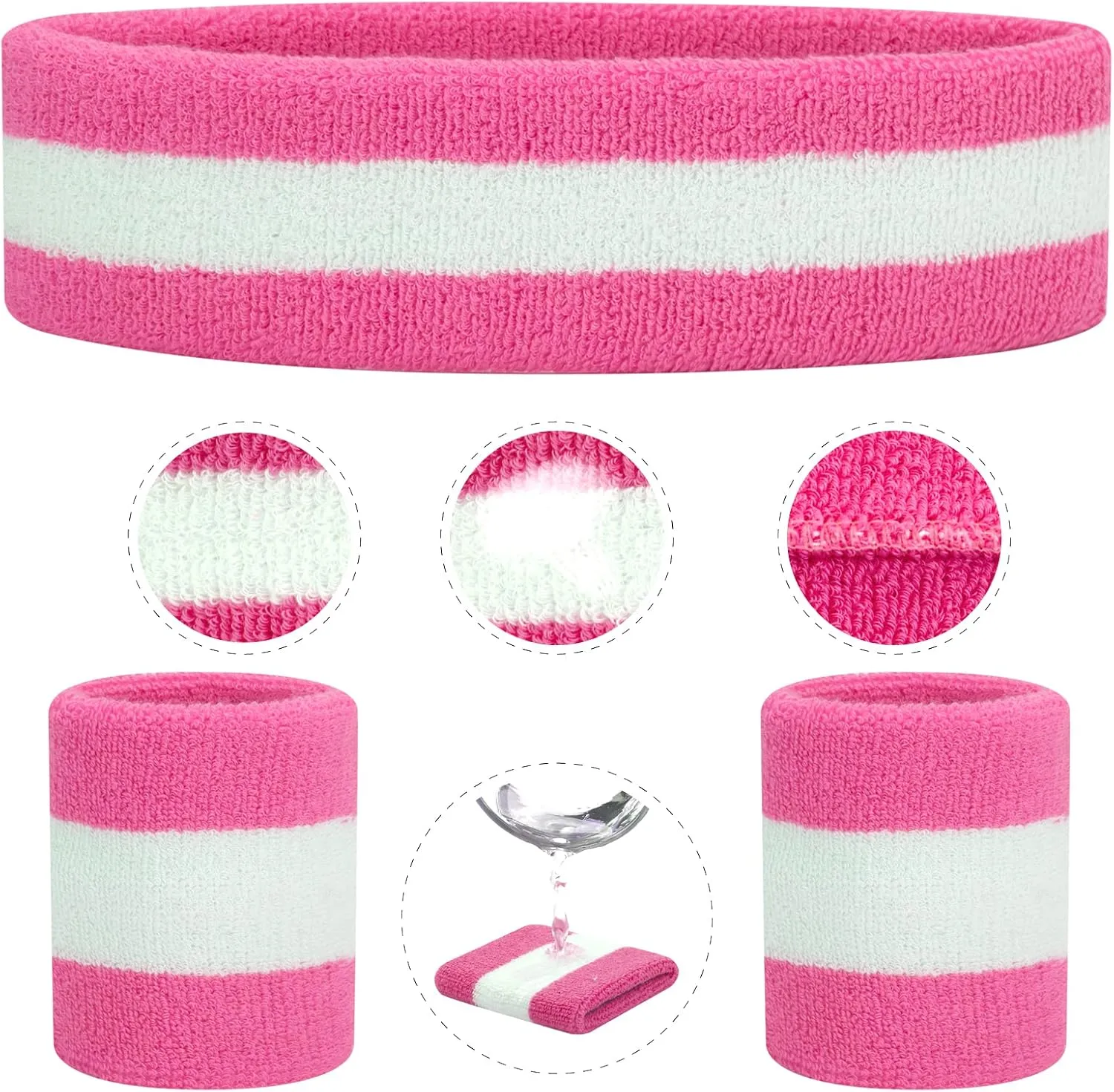 ONUPGO Sweatbands Set Headband Wristbands Neon Sports Fitness 80s Costumes Accessories 80s Workout Outfit for Men Women
