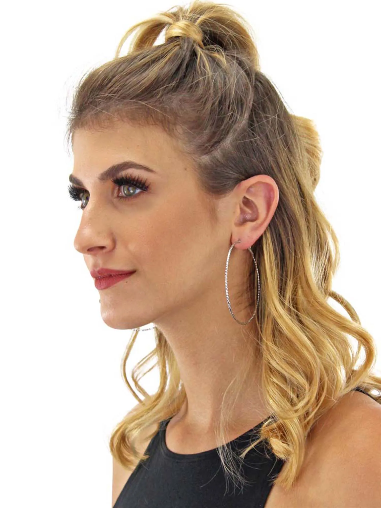 Oversized Textured Metal Hoop Earrings