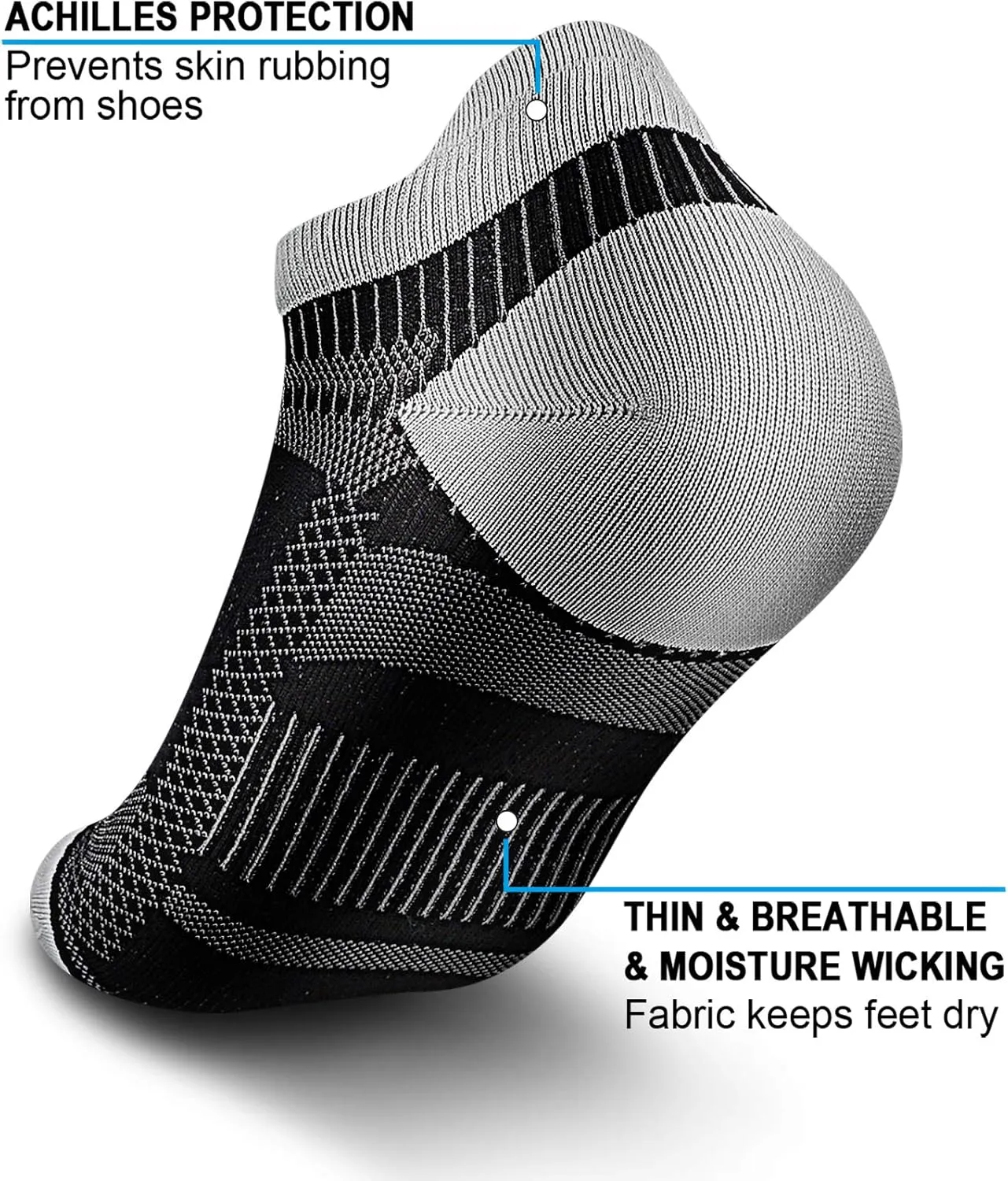PAPLUS Ankle Compression Sock for Men and Women 2/4/6 Pairs, Low Cut Compression Running Sock with Ankle Support