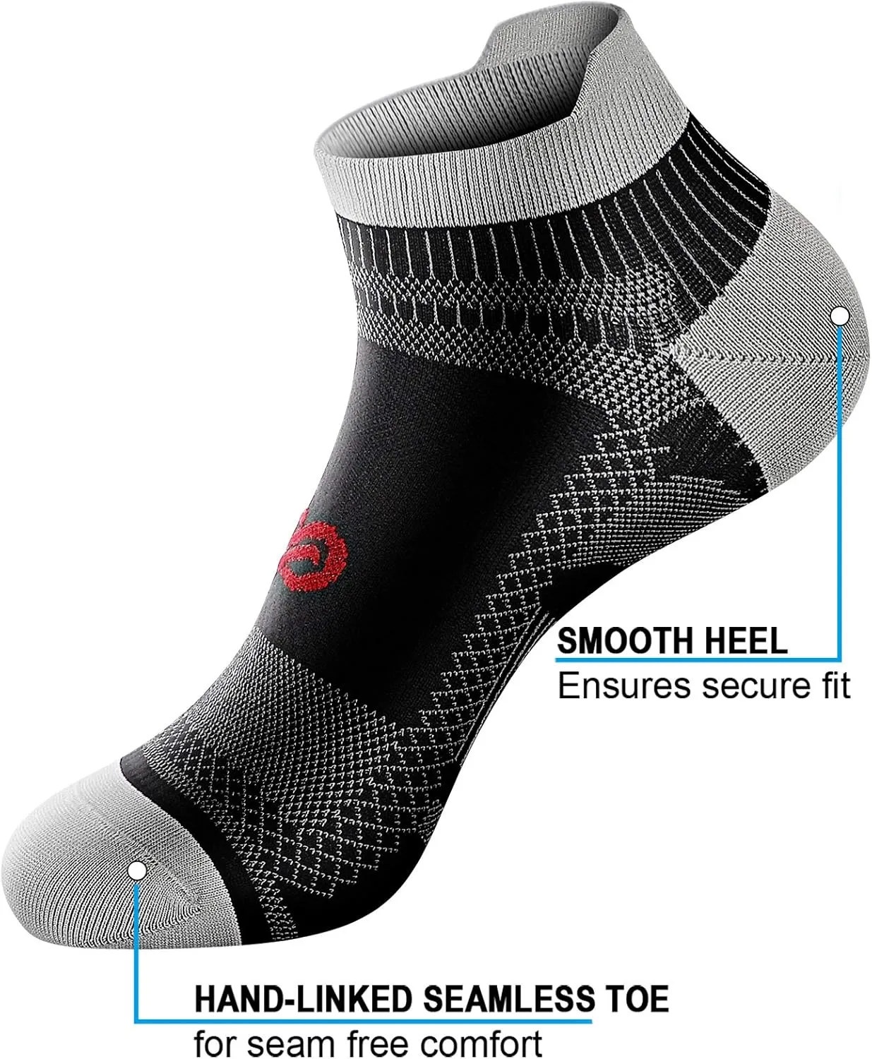 PAPLUS Ankle Compression Sock for Men and Women 2/4/6 Pairs, Low Cut Compression Running Sock with Ankle Support