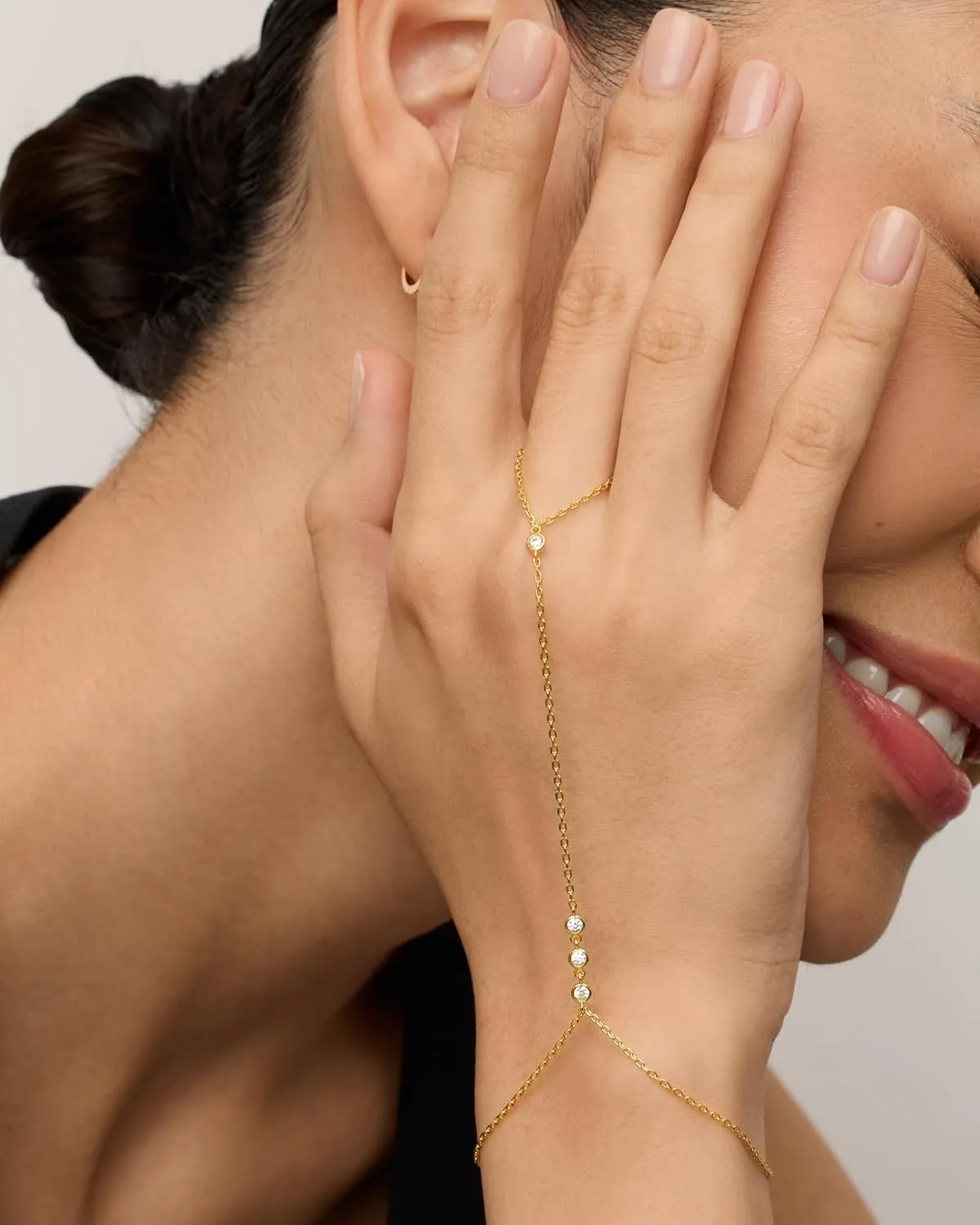 PAVOI 14K Gold Plated Freshwater Pearl Gold Hand Chain Bracelet for Women - Trendy Ring Bracelet Hand Chain Body Jewelry