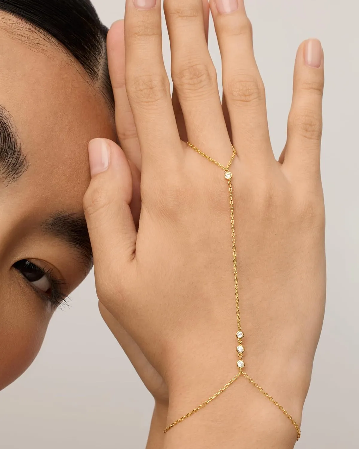 PAVOI 14K Gold Plated Freshwater Pearl Gold Hand Chain Bracelet for Women - Trendy Ring Bracelet Hand Chain Body Jewelry