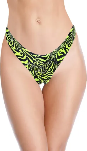 SHEKINI Women's U Cut Bikini Bottom High Cut Leg Brazilian Swim Bottom Low Rise Bottom