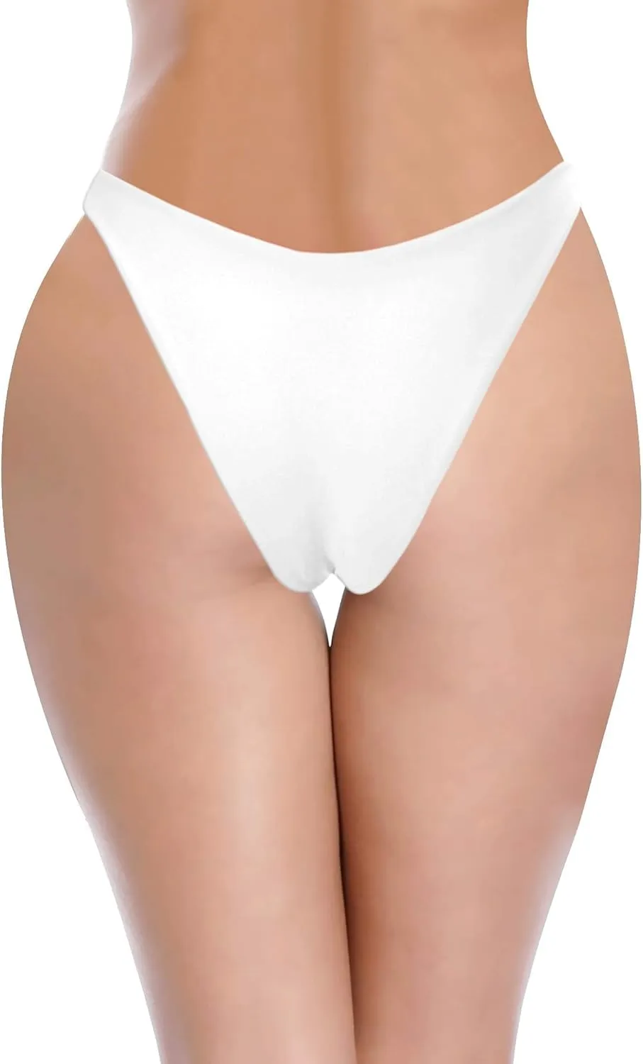 SHEKINI Women's U Cut Bikini Bottom High Cut Leg Brazilian Swim Bottom Low Rise Bottom
