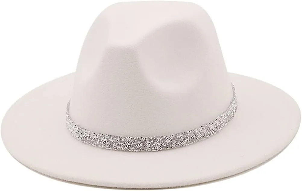 Simple Diamonds Band Fedora Hat Unisex Fedora Hats for Women and Men Church Hat Jazz Hat