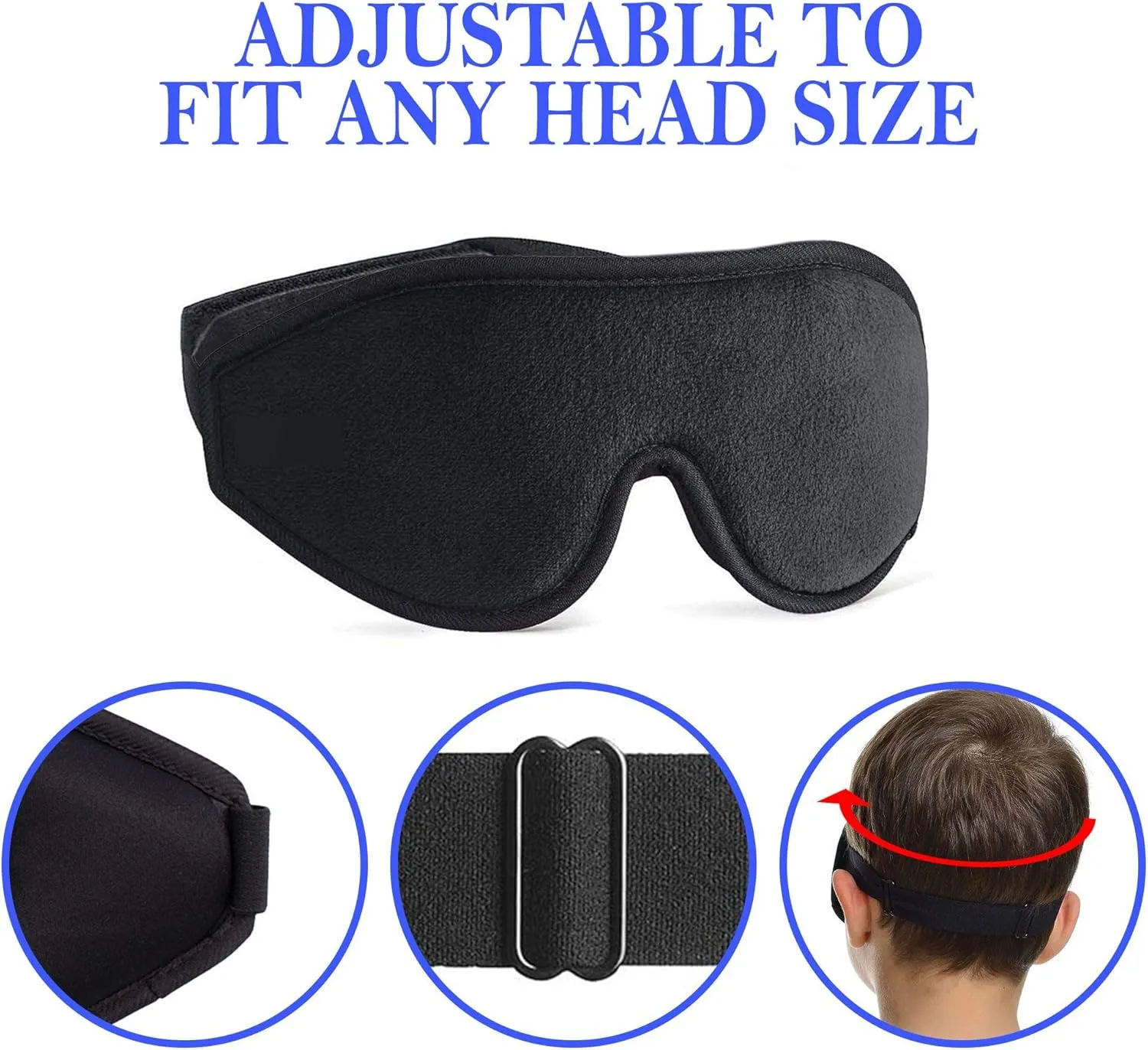 Sleep Mask for Kids with Blockout Light - Memory Foam 3D Contoured Eye Mask - Eye Cover & Travel Sleep Mask, Blindfolds for Kids, Girls, Boys (Dark Blue)