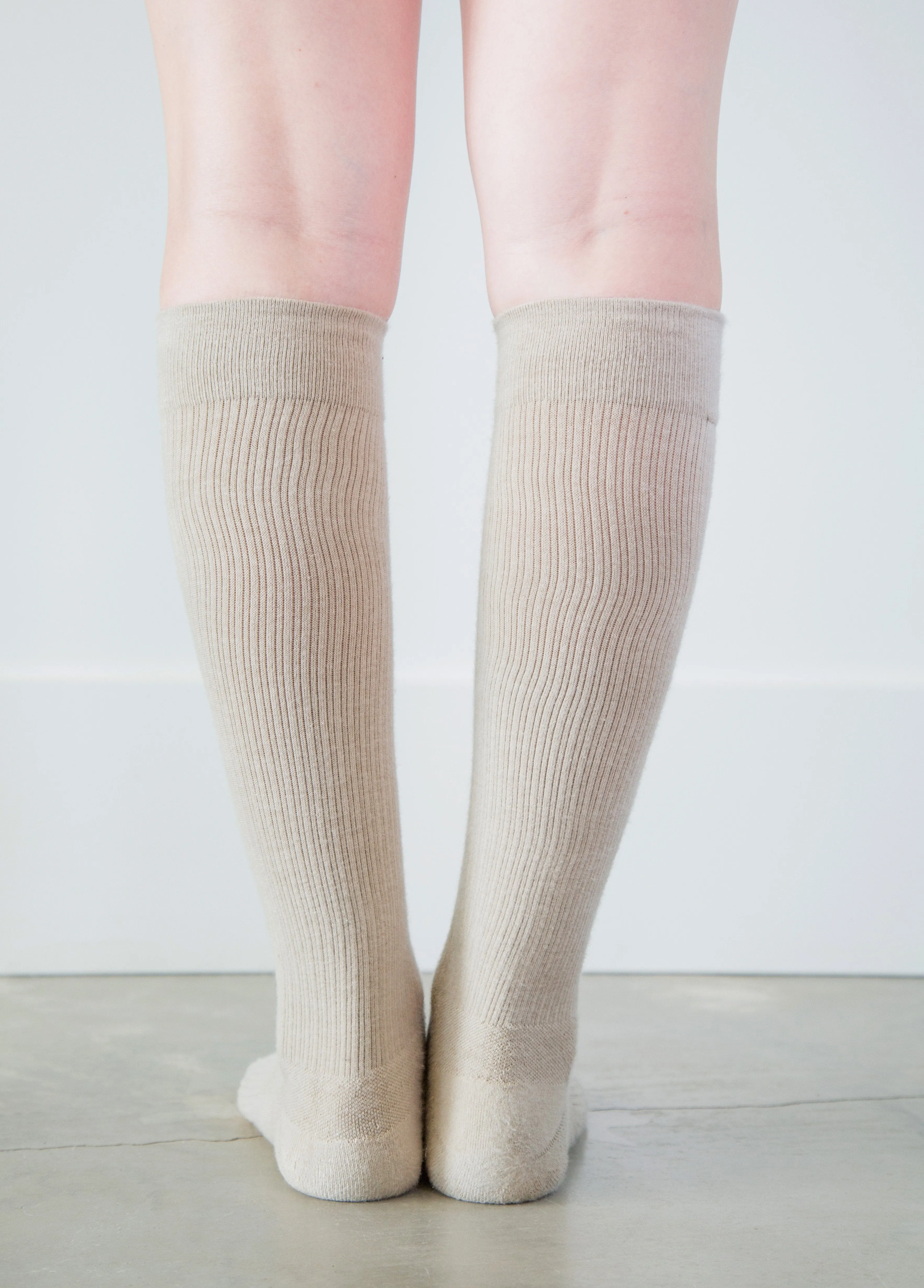 Solid Beige Socks - Women's Medical