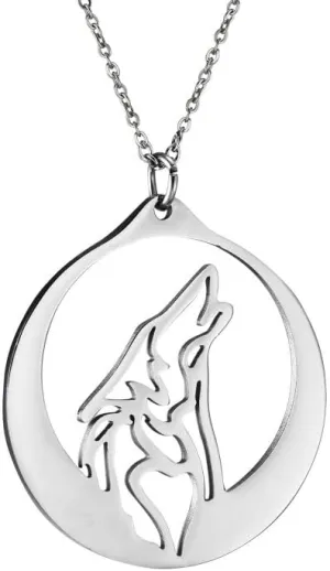 Stainless Stee Full Moon Coyote Necklace Jewelry for Women Men