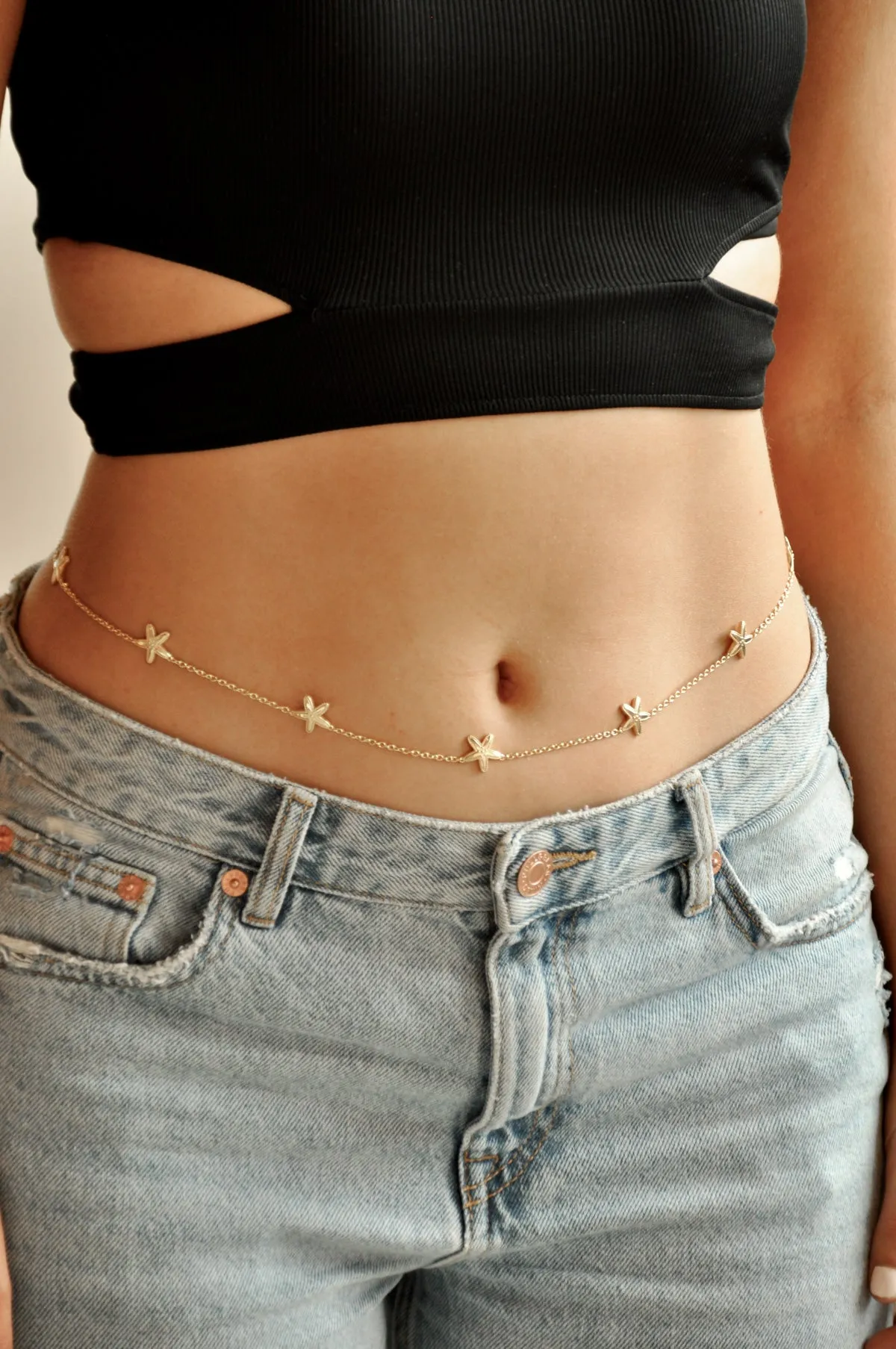 Starfish belly chain gold plated
