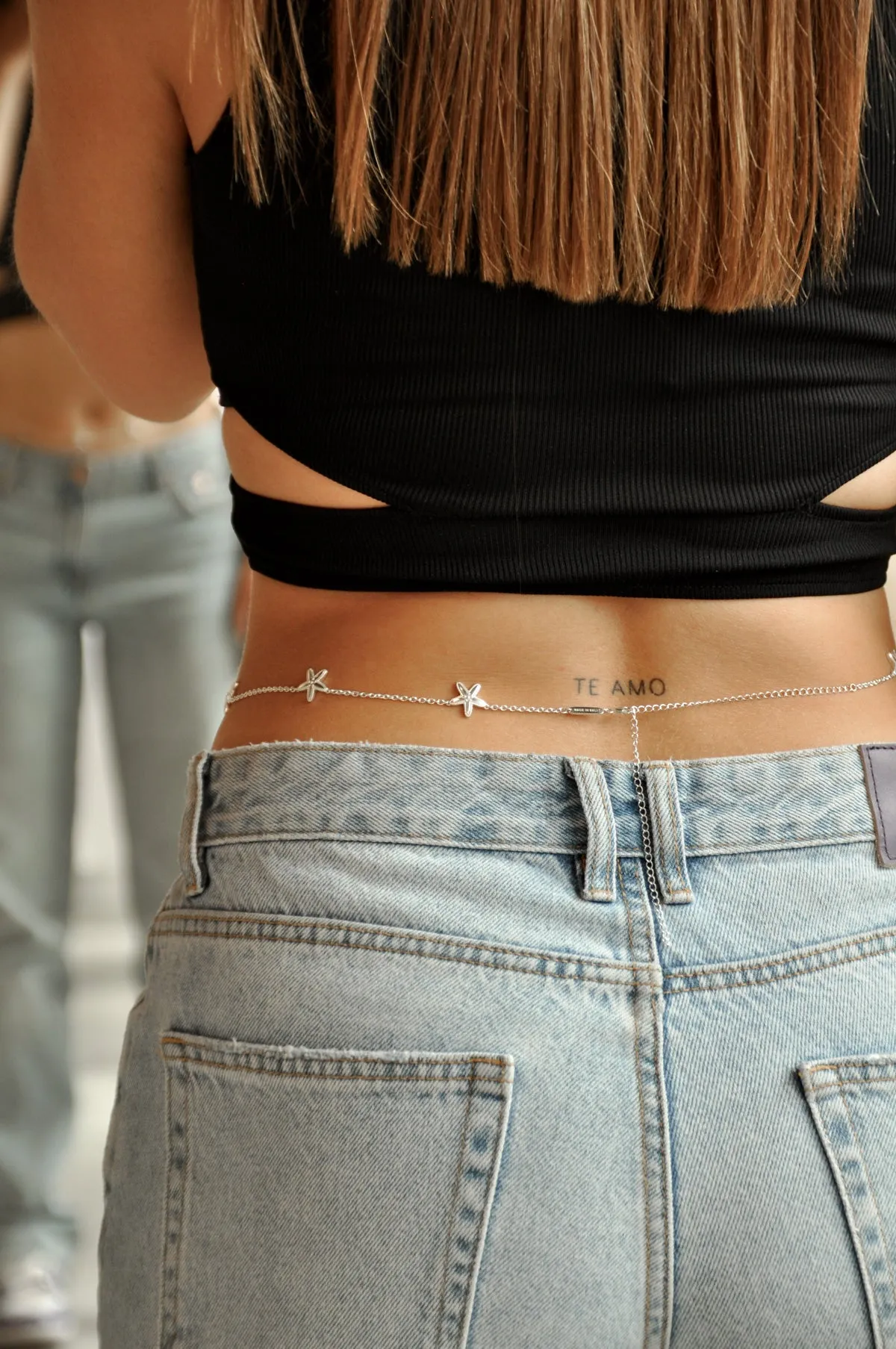 Starfish belly chain silver