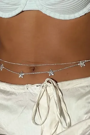 Starfish belly chain silver
