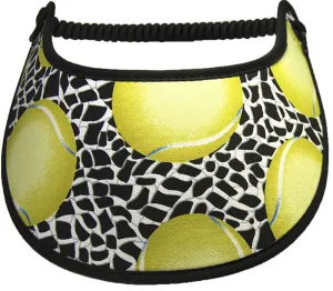 Tennis SunVisor with Tennis Balls, and Nets on Black with Black Trim