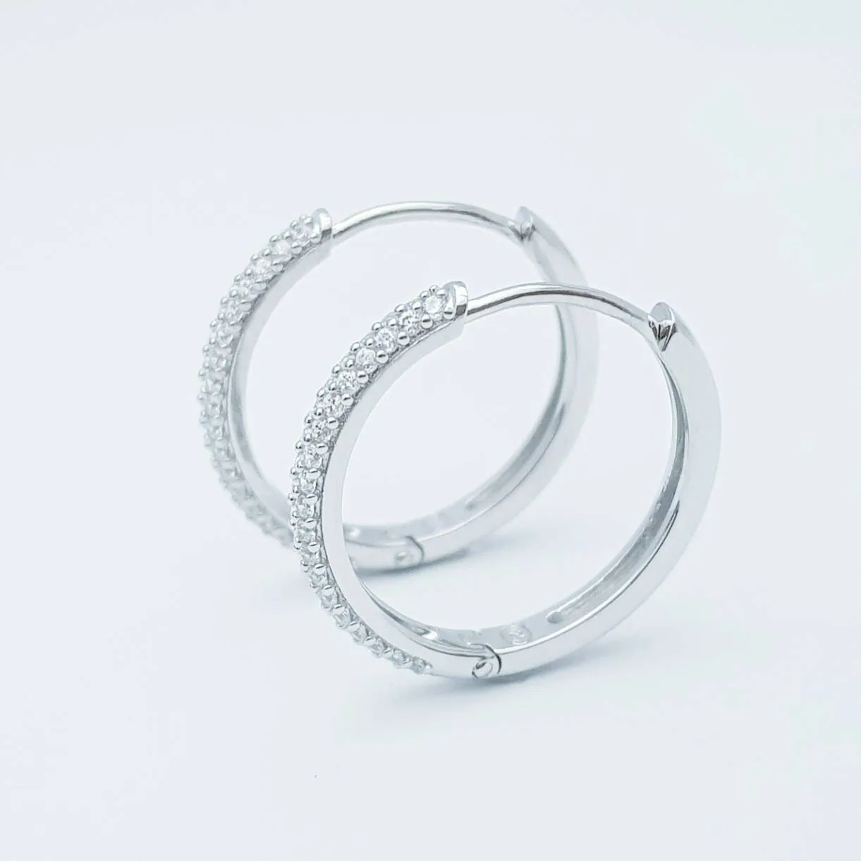 Two earrings in one, silver huggie earrings, faux diamond huggies, diamond drop lever back earrings