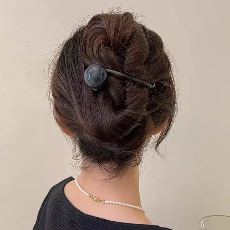 VAIGE 11.5cm Vintage Pearl Hair Clips - Fashionable Plastic Hair Accessories in Coffee, Beige, and Dark Gray