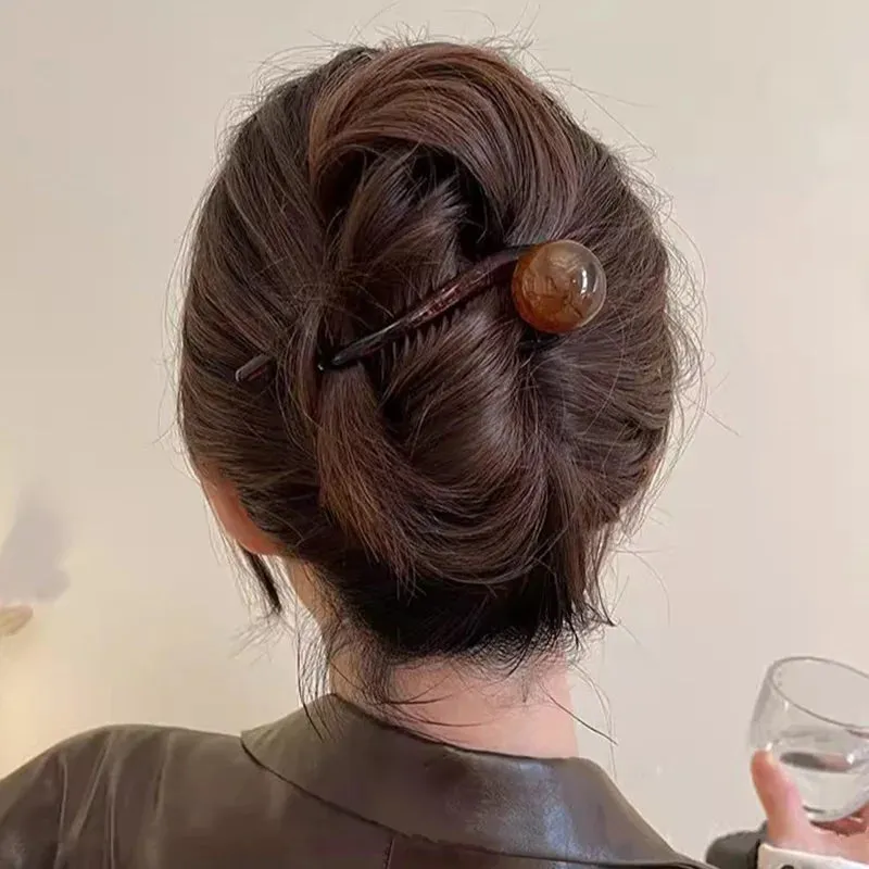 VAIGE 11.5cm Vintage Pearl Hair Clips - Fashionable Plastic Hair Accessories in Coffee, Beige, and Dark Gray