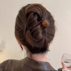 VAIGE 11.5cm Vintage Pearl Hair Clips - Fashionable Plastic Hair Accessories in Coffee, Beige, and Dark Gray