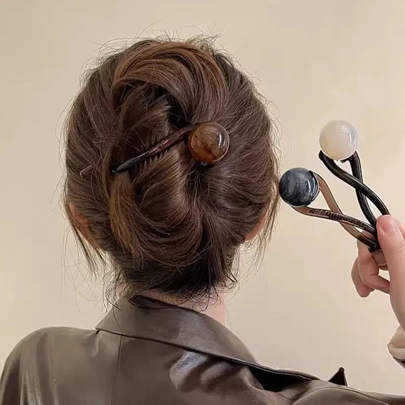 VAIGE 11.5cm Vintage Pearl Hair Clips - Fashionable Plastic Hair Accessories in Coffee, Beige, and Dark Gray