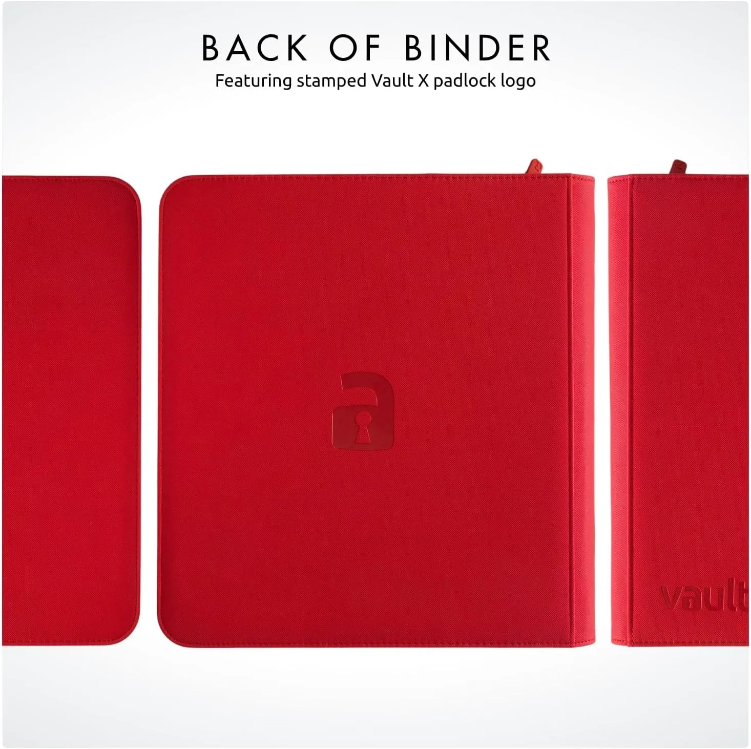 Vault X 12 Pocket Trading Card Zip Binder - 480 cards, Premium Exo-Tec Album Material, 20 Side-Loading Pages, Folder for Collectible Card Games, Sports, TCG (Red)