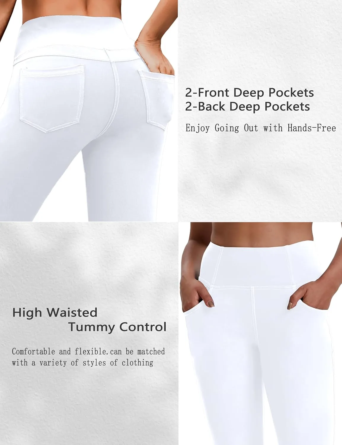 VOOVEEYA Women's Capri Leggings, Yoga Capris Pants with Pockets Stretchy Crop Pants High Waisted Straight Leg 21"