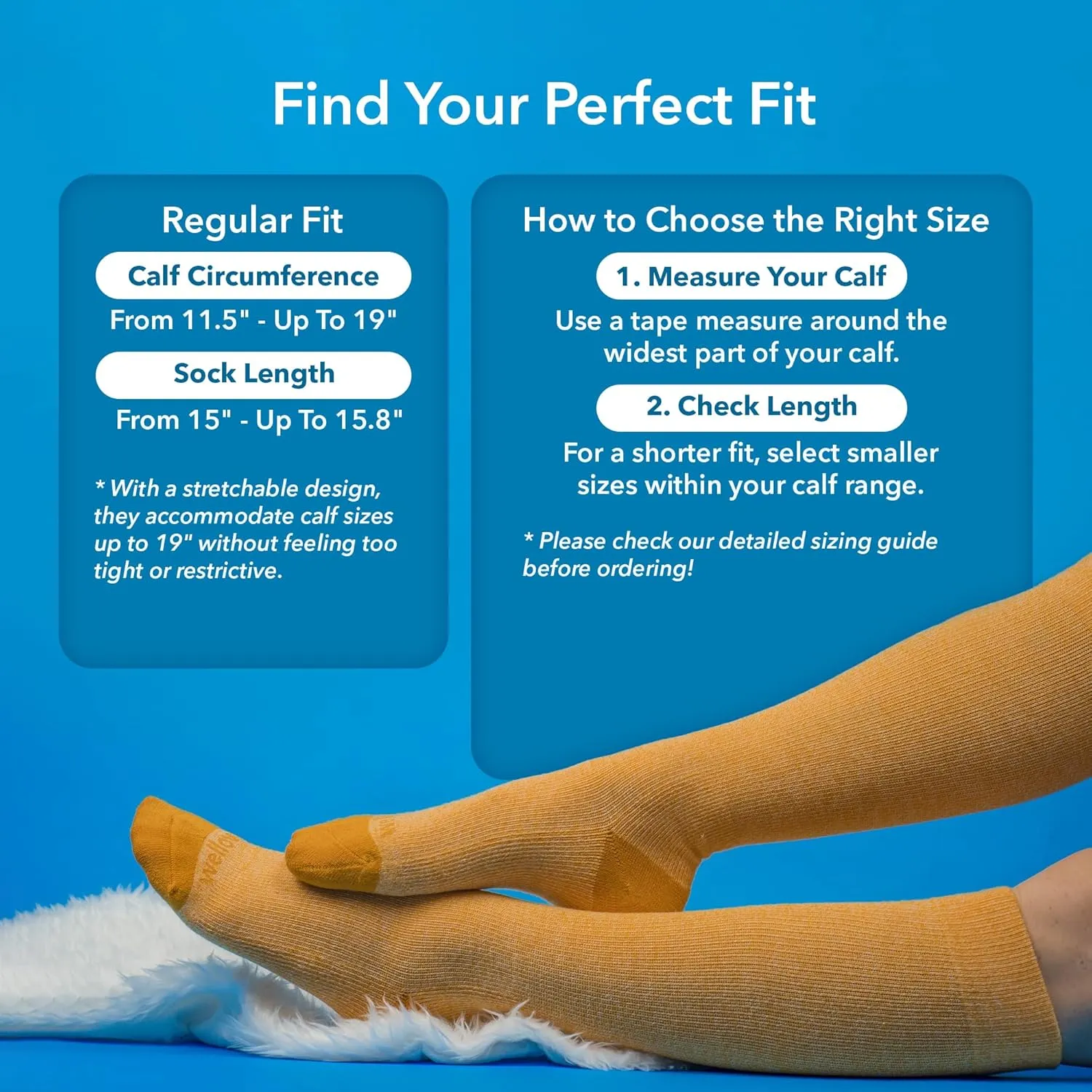 Wellow Regular Compression Socks for Men & Women, Knee High Support, 18-25 mmHg, Made with Viscose from Bamboo