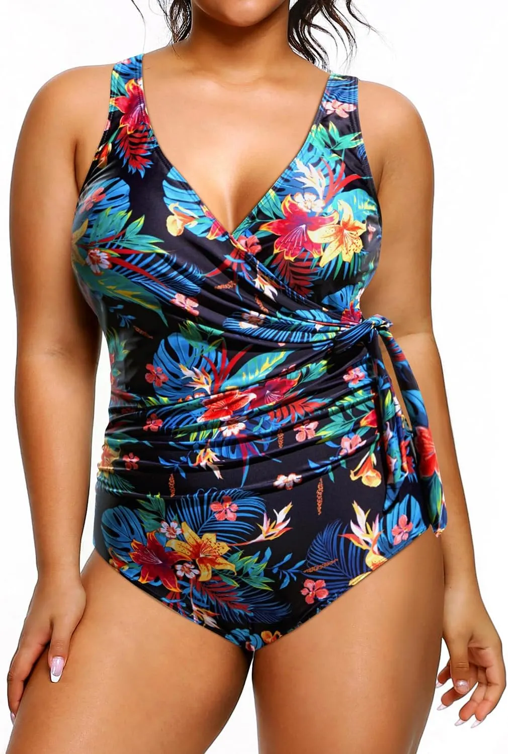 Yonique Plus Size One Piece Swimsuits for Women Tummy Control Bathing Suits Full Coverage Swimwear