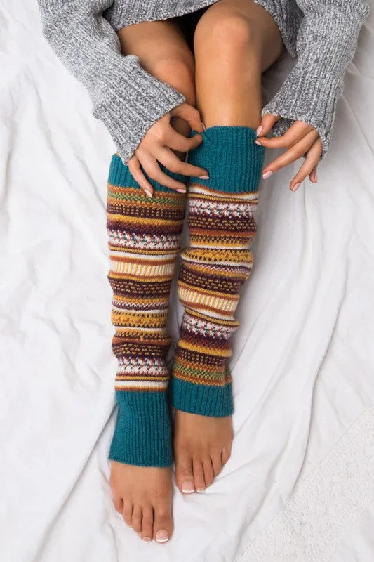 Yummy Thick Cozy Teal Knitted Leg Warmers